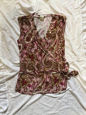 Vintage Pink and Brown Paisley Top